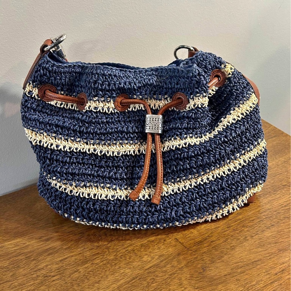 Brighton Stylish Navy and Cream Crochet Hobo Bag